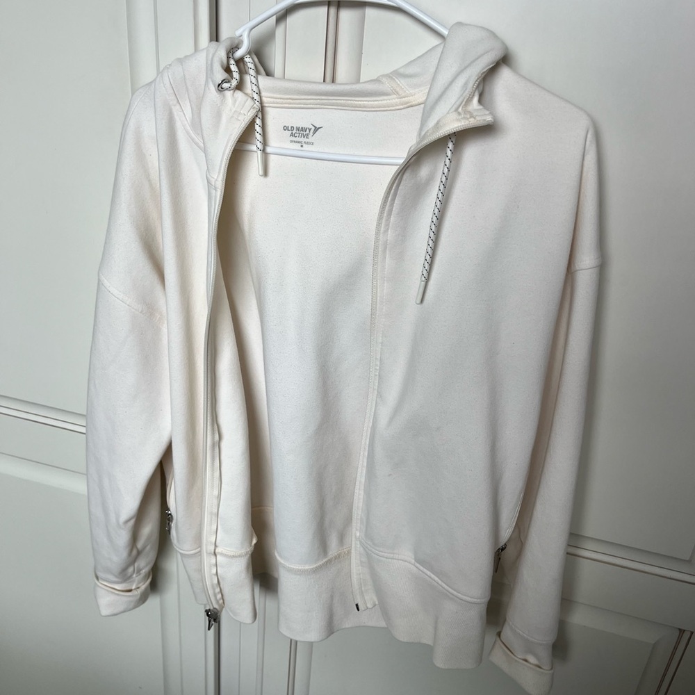 Old Navy Women's Off-White Zip-Up Hoodie